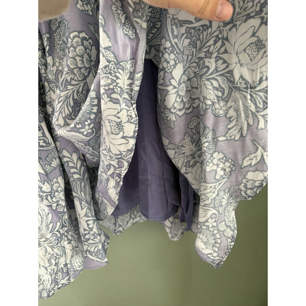Storia Day Dreamer Puff Dress Women's‎ M Purple White Floral Square Neck Mini - Picture 4 of 8